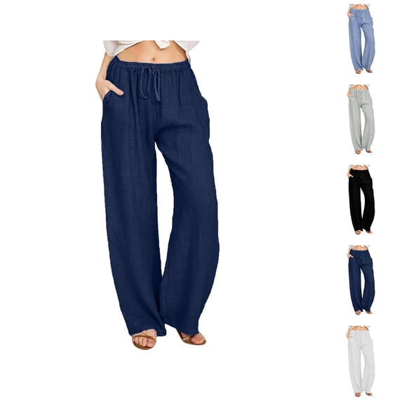 Women's Casual Solid Color Tether Loose Yoga Trousers Capri Women