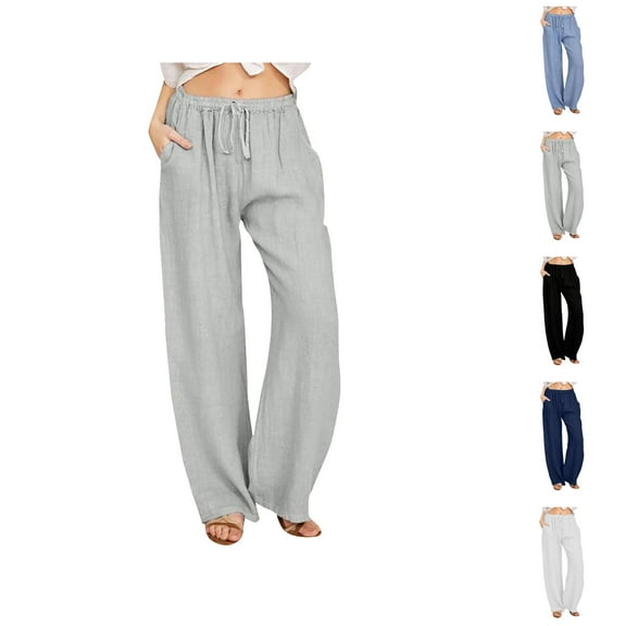 Women's Casual Solid Color Tether Loose Yoga Trousers Womans Capris