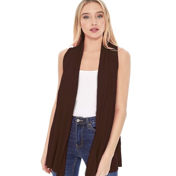 Women's Casual Solid Comfy Sleeveless Draped Open Front Cardigan S-3XL