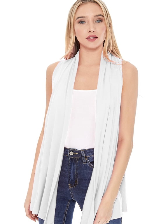 Women's Casual Solid Comfy Sleeveless Draped Open Front Cardigan S-3XL