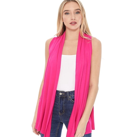 Women's Casual Solid Comfy Sleeveless Draped Open Front Cardigan S-3XL