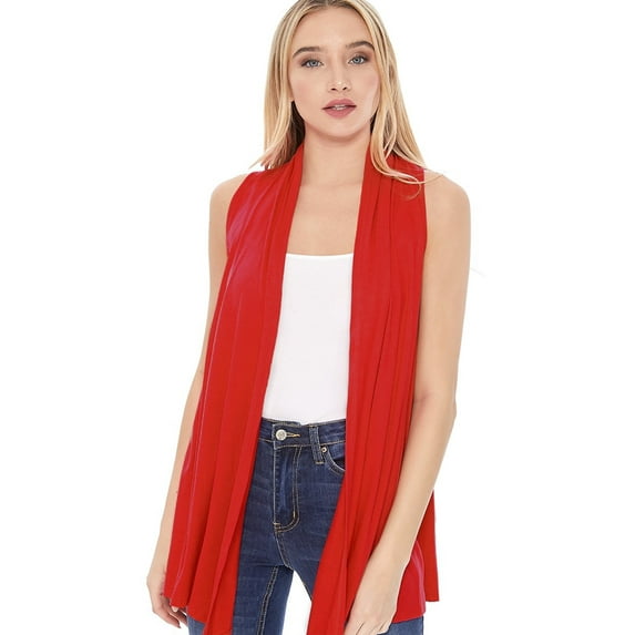 Women's Casual Solid Comfy Sleeveless Draped Open Front Cardigan S-3XL