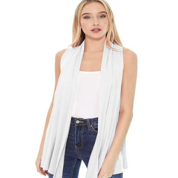 Women's Casual Solid Comfy Sleeveless Draped Open Front Vest Cardigan S-3XL
