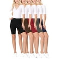 thumbnail image 1 of Women's Casual Solid Elastic High Waist Stretch Biker Shorts (Pack of 5), 1 of 5