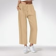 thumbnail image 1 of Women's Casual Solid Elastic Waist Pocket High Waist Strap Home Pants, 1 of 5
