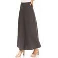 thumbnail image 1 of Women's Casual Solid Flare A-line Long Skirt with Elastic Waistband, 1 of 6