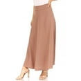thumbnail image 1 of Women's Casual Solid Flare A-line Long Skirt with Elastic Waistband, 1 of 6