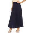 thumbnail image 1 of Women's Casual Solid Flare A-line Long Skirt with Elastic Waistband, 1 of 6