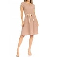 thumbnail image 1 of Women's Casual Solid Flared A Line Swing Dresses Short Sleeve with Satin Belt Trim, 1 of 6