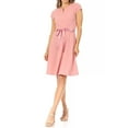 thumbnail image 1 of Women's Casual Solid Flared A Line Swing Dresses Short Sleeve with Satin Belt Trim, 1 of 6
