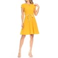 thumbnail image 1 of Women's Casual Solid Flared A Line Swing Dresses Short Sleeve with Satin Belt Trim, 1 of 6