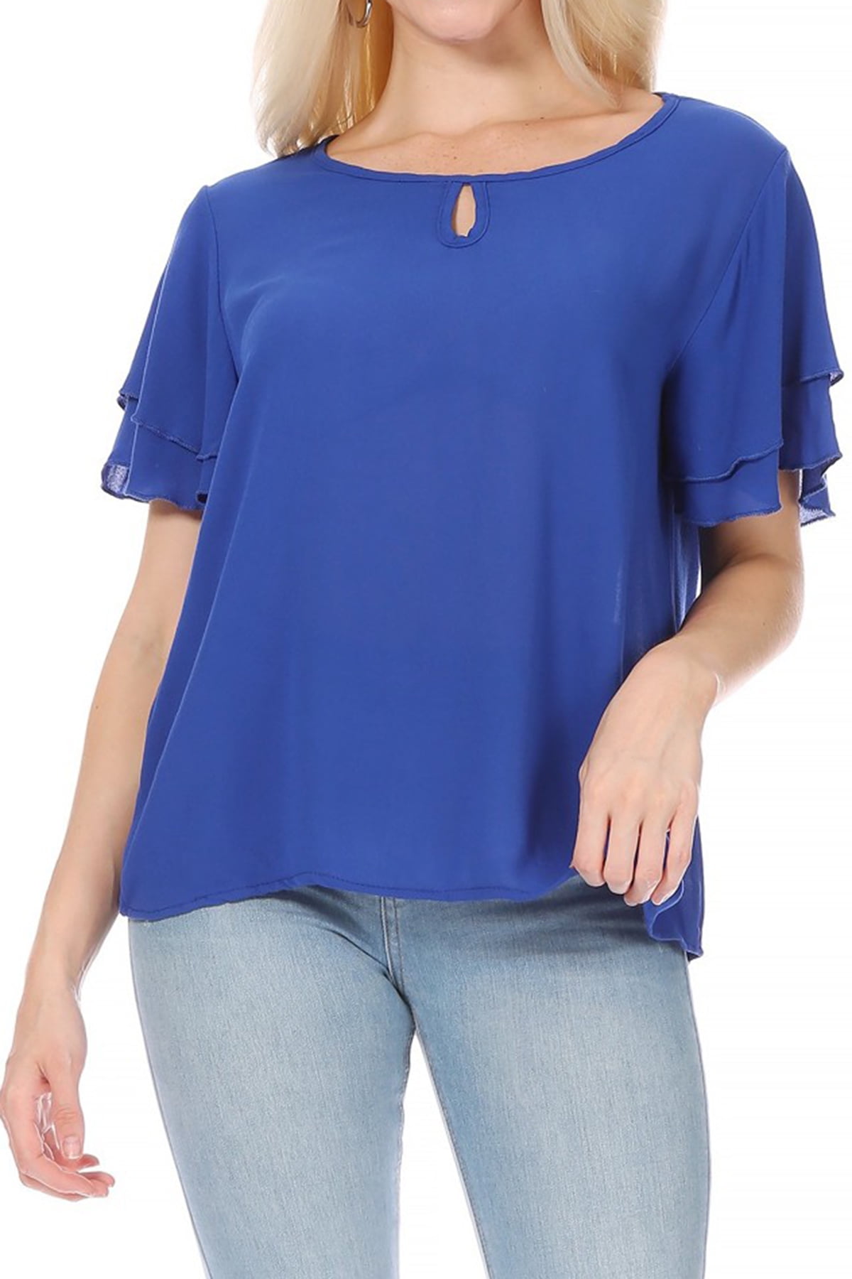 Short Sleeve Tucked Blouse Women