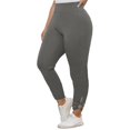 thumbnail image 1 of Women's Casual Solid High Elastic Waist Sports Slim Bottoms Pants Hollow Leggings Elastic Pants, 1 of 2