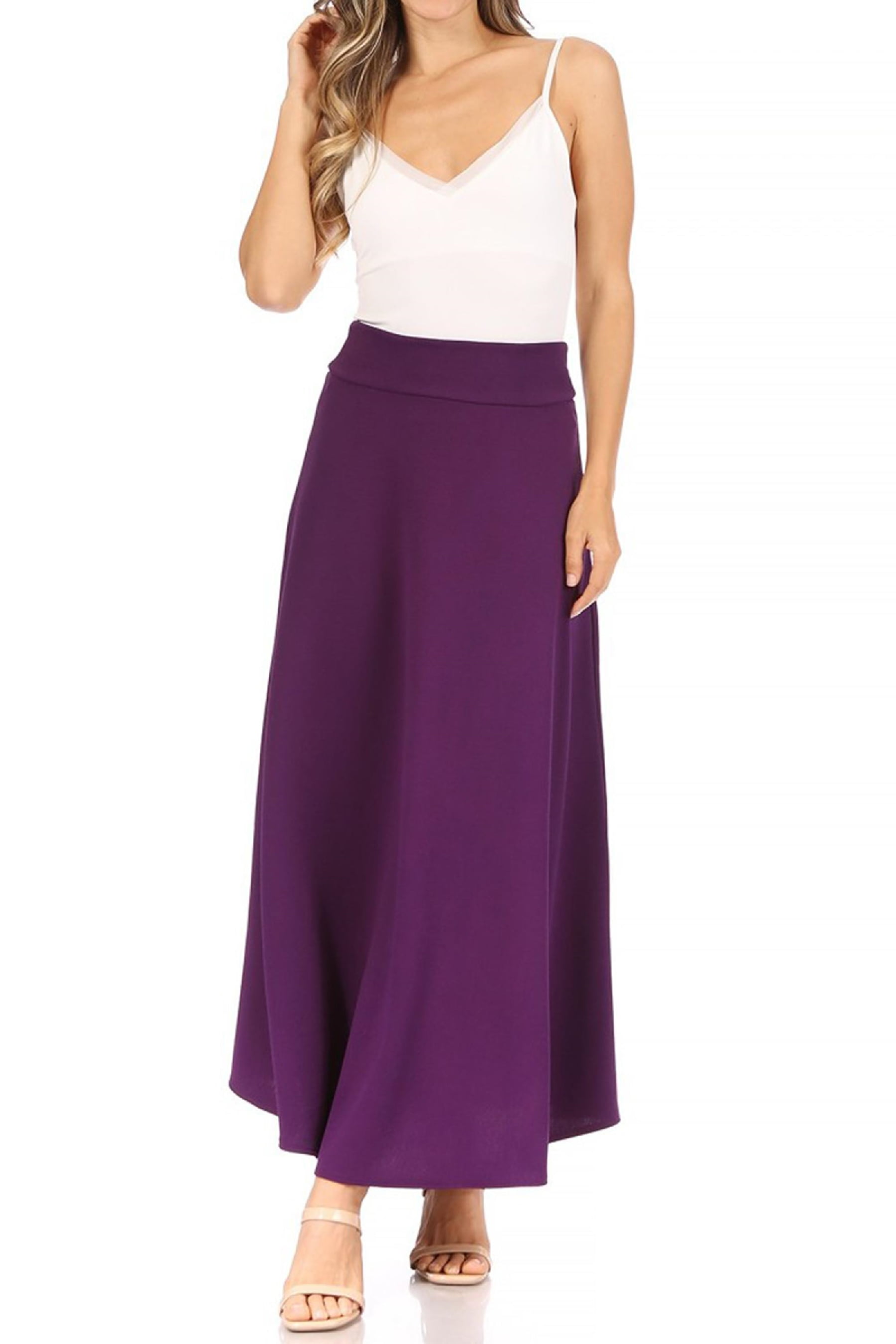 Women's High-Waisted A-Line Midi Skirt