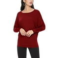 thumbnail image 1 of Moa Collection Women's Casual Solid Jersey Knit Long Sleeve Dolman Tunic Top, 1 of 5