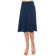 Womens Casual Knee Length Flare A-line Skirt with Elastic Waistband