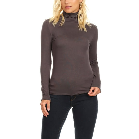 Women's Casual Solid Long Sleeve Fitted Turtleneck Sweater Top