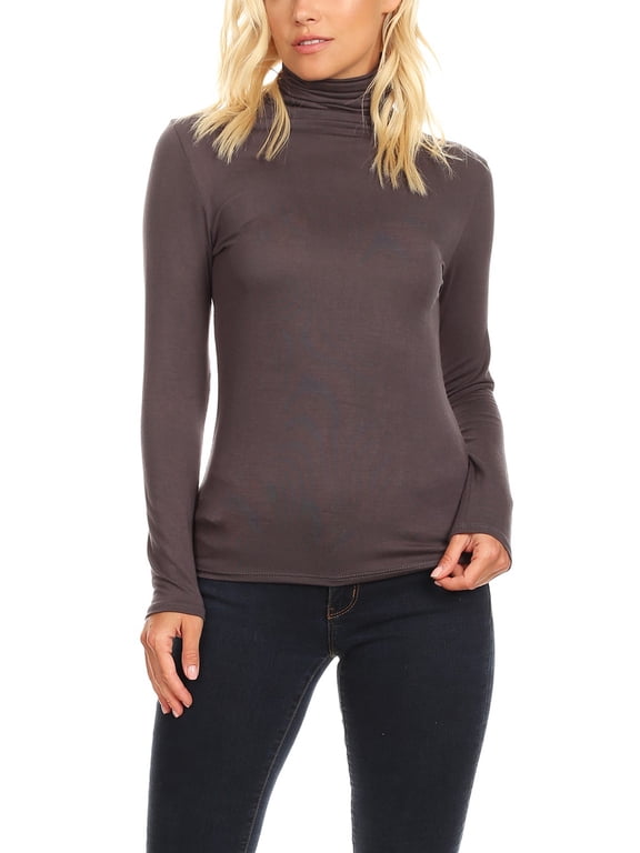 Women's Casual Solid Long Sleeve Fitted Turtleneck Sweater Top