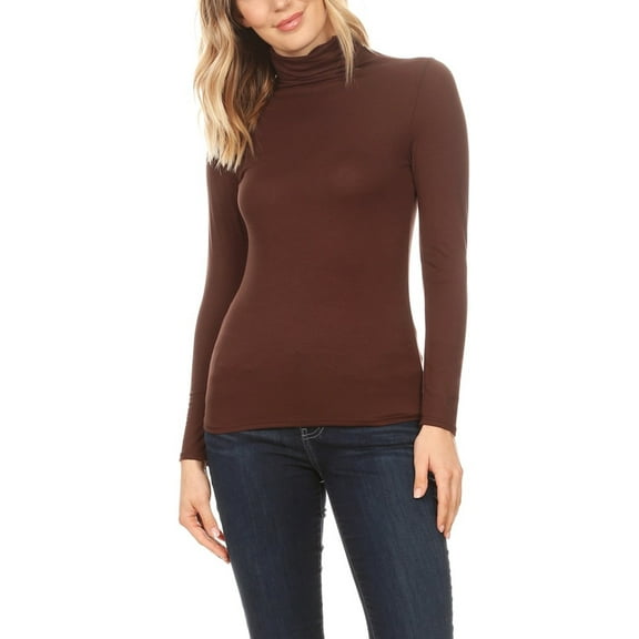 Women's Casual Solid Long Sleeve Fitted Turtleneck Sweater Top