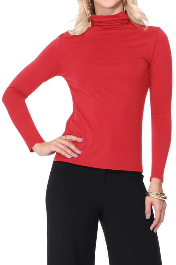 Women's Casual Solid Long Sleeve Fitted Turtleneck Sweater Top
