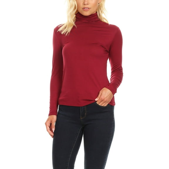 Women's Casual Solid Long Sleeve Fitted Turtleneck Sweater Top