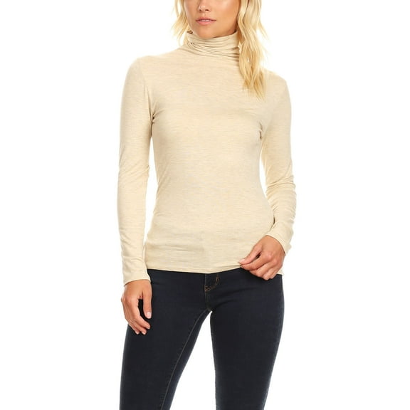 Women's Casual Solid Long Sleeve Fitted Turtleneck Sweater Top