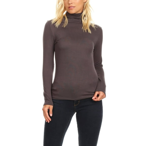 Women's Casual Solid Long Sleeve Fitted Turtleneck Sweater Top