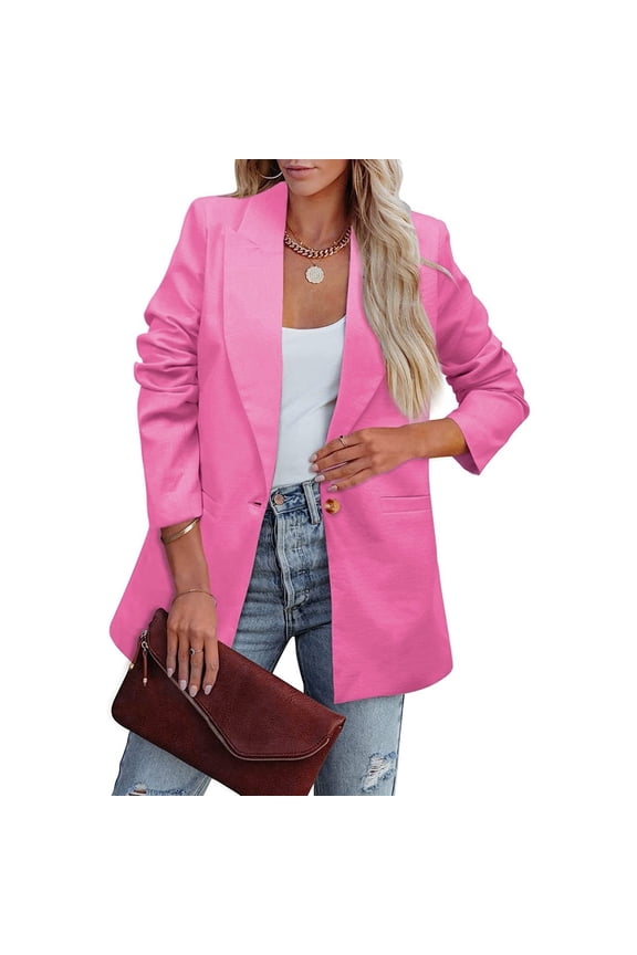 Women's Casual Solid Long Sleeve Lapel Button Slim Work Fall Thin Jacket Women's Suit Jackets Asymmetric Wool Coat Synthetic down Coat Winter Hood Big Coats for Women Womens plus Size Coats 4x Womens
