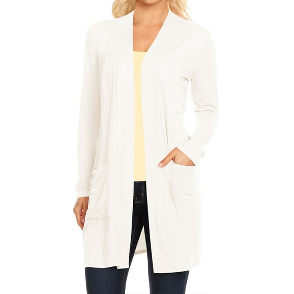 Women's Casual Long Sleeve Open Front Cardigan with Side Pockets