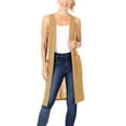 thumbnail image 1 of Women's Casual Solid Long Sleeveless Side Pockets Knit Vest, 1 of 5