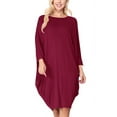 thumbnail image 1 of Women's Casual Solid Loose Fit Long Sleeve Dolman Style Midi Dress, 1 of 4