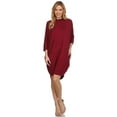 thumbnail image 1 of MOA COLLECTION Women's Casual Solid Loose Fit Long Sleeve Dolman Style Midi Dress, 1 of 1