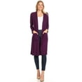 thumbnail image 1 of Women's Casual Solid Loose Fit Open Front Soft Duster Cardigan with Side Pockets, 1 of 5