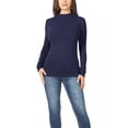 thumbnail image 1 of Women's Casual Solid Mock Neck Long Sleeve T-Shirt Top, 1 of 5