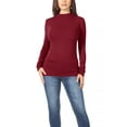 thumbnail image 1 of Women's Casual Solid Mock Neck Long Sleeve T-Shirt Top, 1 of 5