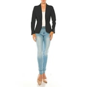 Women's Casual Solid Office Work Wear Long Sleeve Fitted Open Front Blazer Jacket