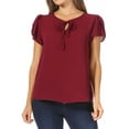 thumbnail image 1 of Women's Casual Petal Sleeve Blouse with Ribbon Tie and Keyhole Neckline, 1 of 6