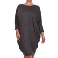 thumbnail image 1 of Women's Casual Solid Plus Size Loose Fit Long Sleeve Dolman Style Midi Dress, 1 of 4
