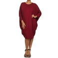 thumbnail image 1 of Women's Casual Solid Plus Size Loose Fit Long Sleeve Dolman Style Midi Dress, 1 of 4