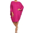 thumbnail image 1 of Women's Casual Solid Plus Size Loose Fit Long Sleeve Dolman Style Midi Dress, 1 of 4