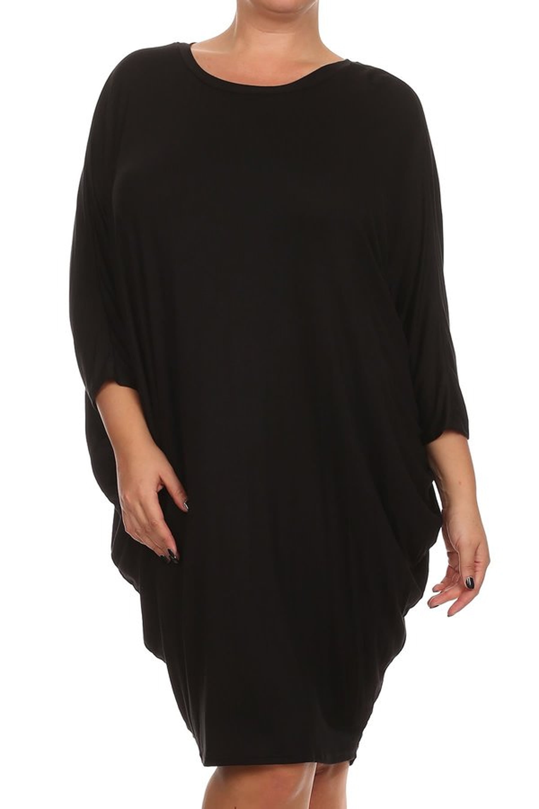 Plus Size Long Sleeves Loose Midi Dresses
