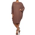 thumbnail image 1 of Women's Casual Solid Plus Size Loose Fit Long Sleeve Dolman Style Midi Dress, 1 of 4