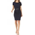 thumbnail image 1 of Women's Casual Solid Puff Sleeves Midi Dress with Belt, 1 of 6