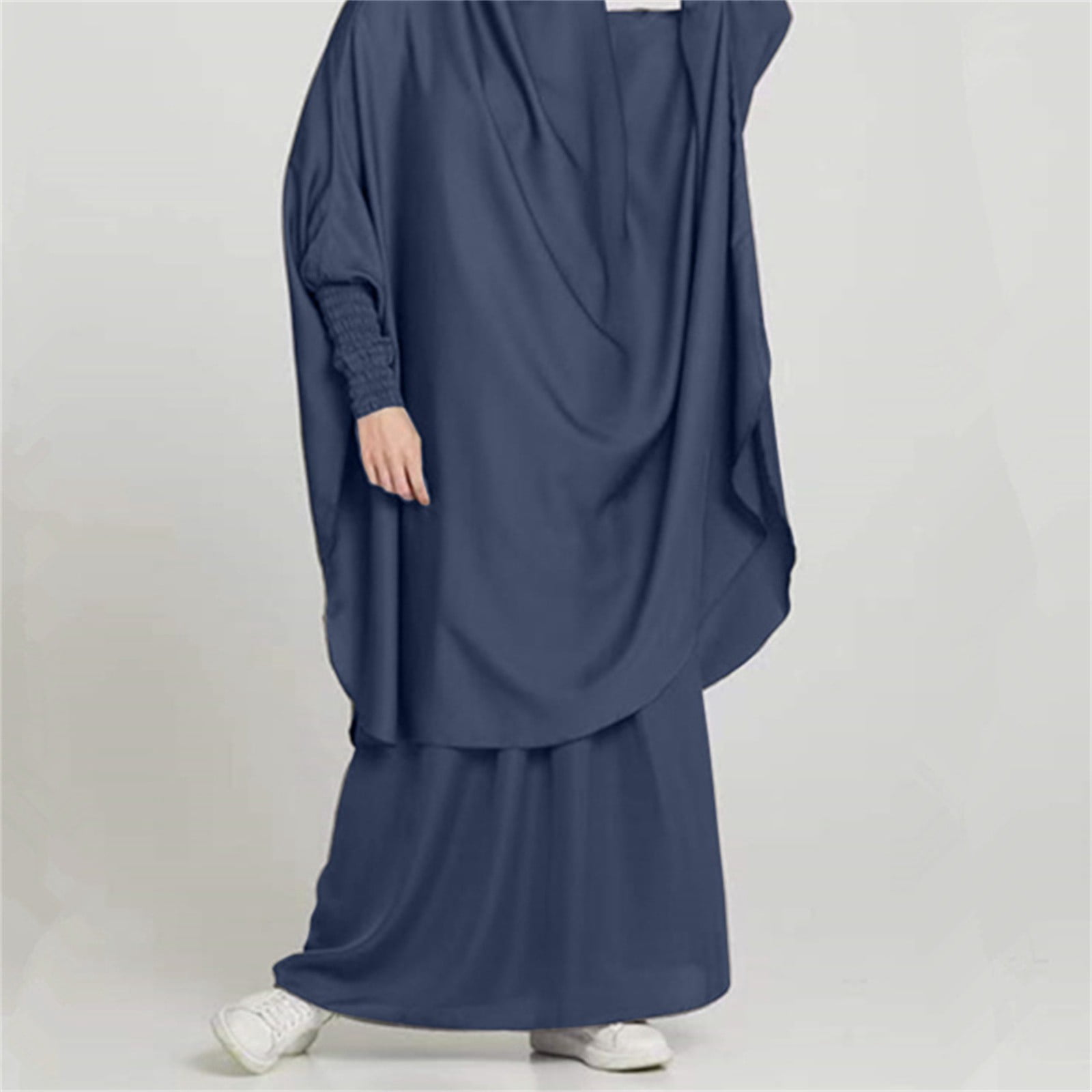 Working Robe Women's Casual Solid Robe Abaya Arab Kaftan Robe Two-piece Robe ...