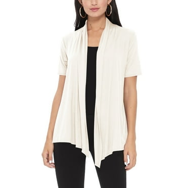Women's Casual Solid Short Sleeve Basic Open Draped Front Cardigan Office Wear