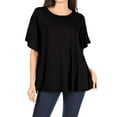 thumbnail image 1 of Women's Casual Solid Short Sleeve Flowy Stretch Comfy Loose Fit Tunic T-Shirt Top, 1 of 4
