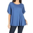 thumbnail image 1 of Women's Casual Solid Short Sleeve Flowy Stretch Comfy Loose Fit Tunic T-Shirt Top, 1 of 4