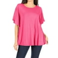 thumbnail image 1 of Women's Casual Solid Short Sleeve Flowy Stretch Comfy Loose Fit Tunic T-Shirt Top, 1 of 4