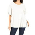 thumbnail image 1 of Women's Casual Solid Short Sleeve Flowy Stretch Comfy Loose Fit Tunic T-Shirt Top, 1 of 4