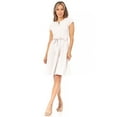 thumbnail image 1 of Women's Casual Solid Short Sleeve Ribbon Belted Flared A Line Swing Dresses, 1 of 6